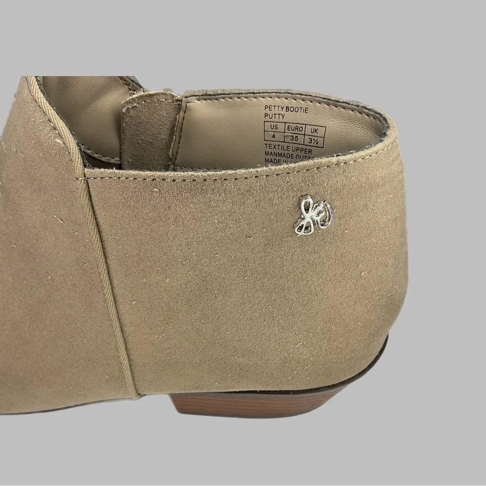 Sam Edelman “Petty Bootie” Sz 4 Putty/Tan Suede Heel Chelsea, also fits Youth 2